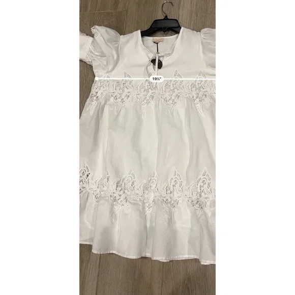 BYTIMO Guipure lace-trimmed linen and cotton-blend mini dress Size S